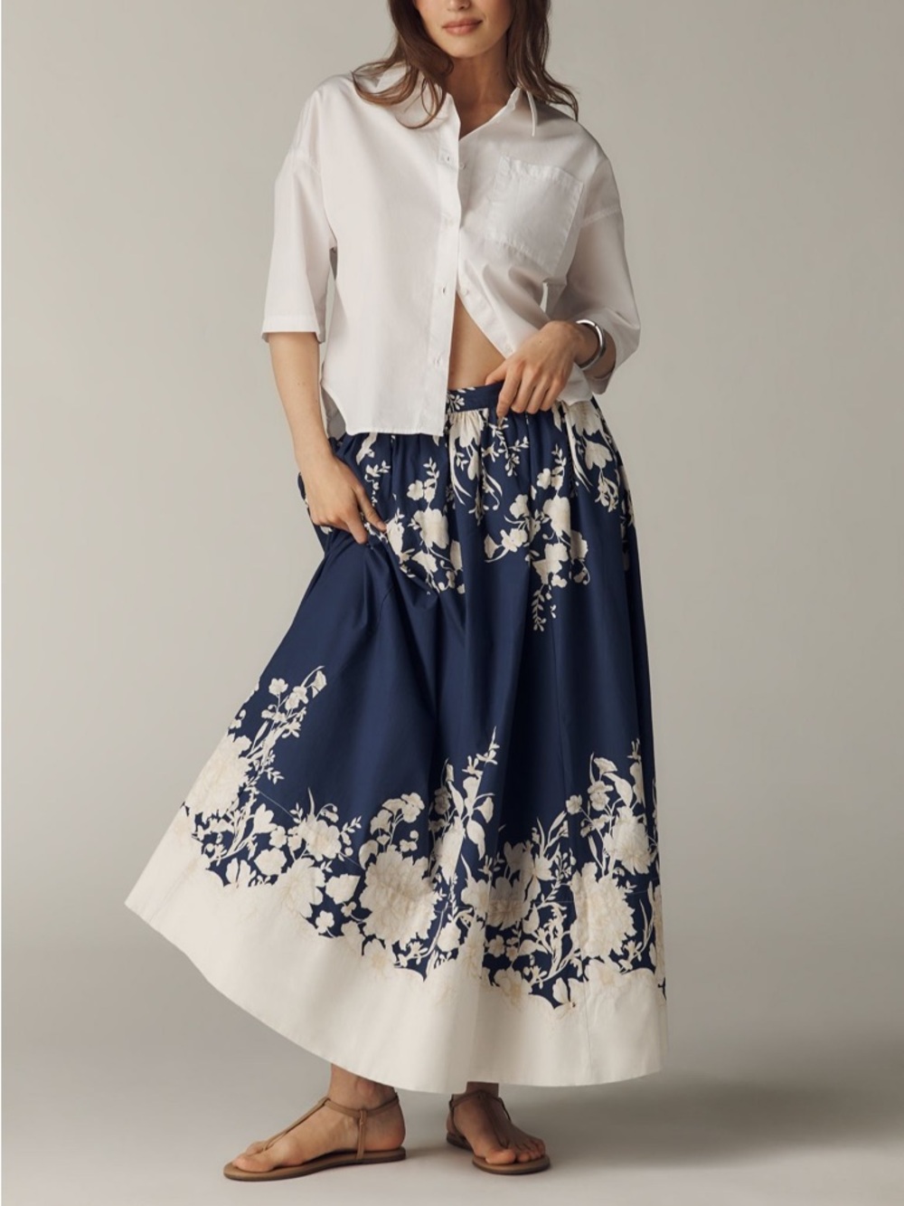 Maeve Jacie Poplin Printed Maxi Skirt